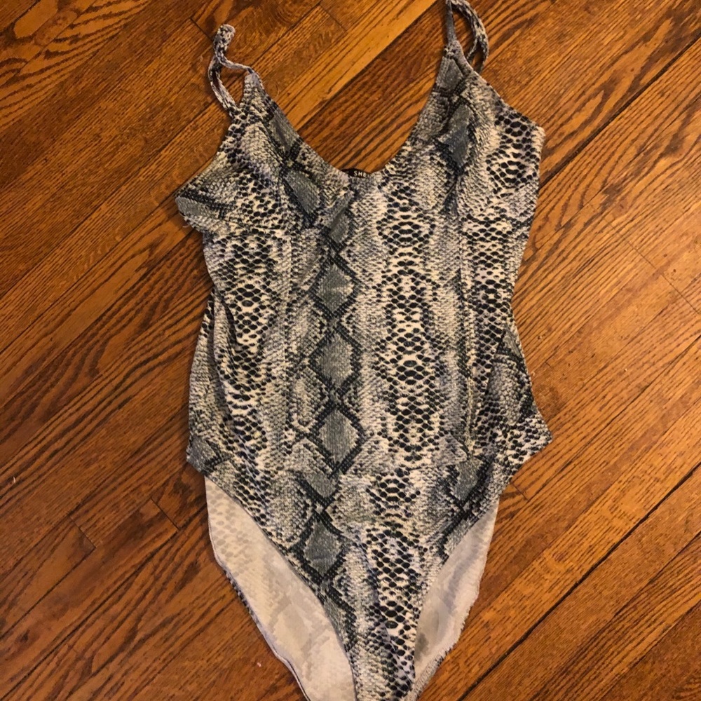 Snakeskin bodysuit tank top